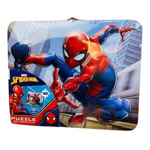 Spiderman & Friends 48-Piece Jigsaw Puzzle in Tin Lunch Box 15x12.5" New Sealed